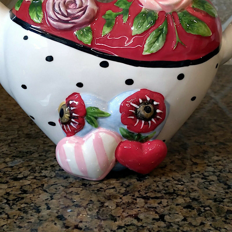 Load image into Gallery viewer, Valentines Day Teapot Foral Ceramics Decorative Home Décor by Blue Sky Goldminc