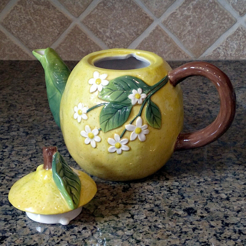 Load image into Gallery viewer, Lemon Floral Teapot Collectible Decorative Kitchen Home Décor by Blue Sky
