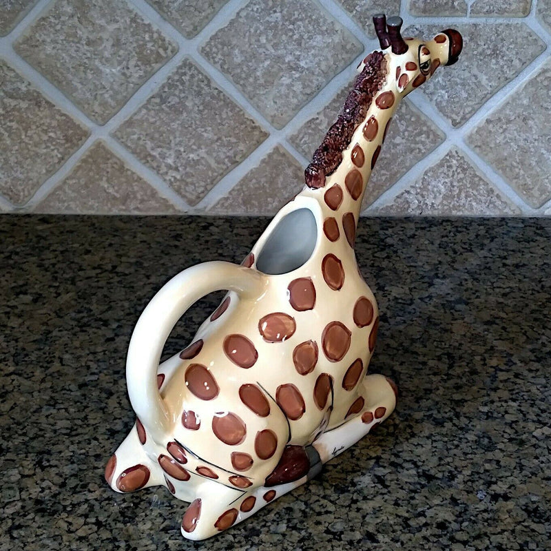 Load image into Gallery viewer, Giraffe Ceramics Teapot Collectible Animal Decor Blue Sky by Lynda Corneille