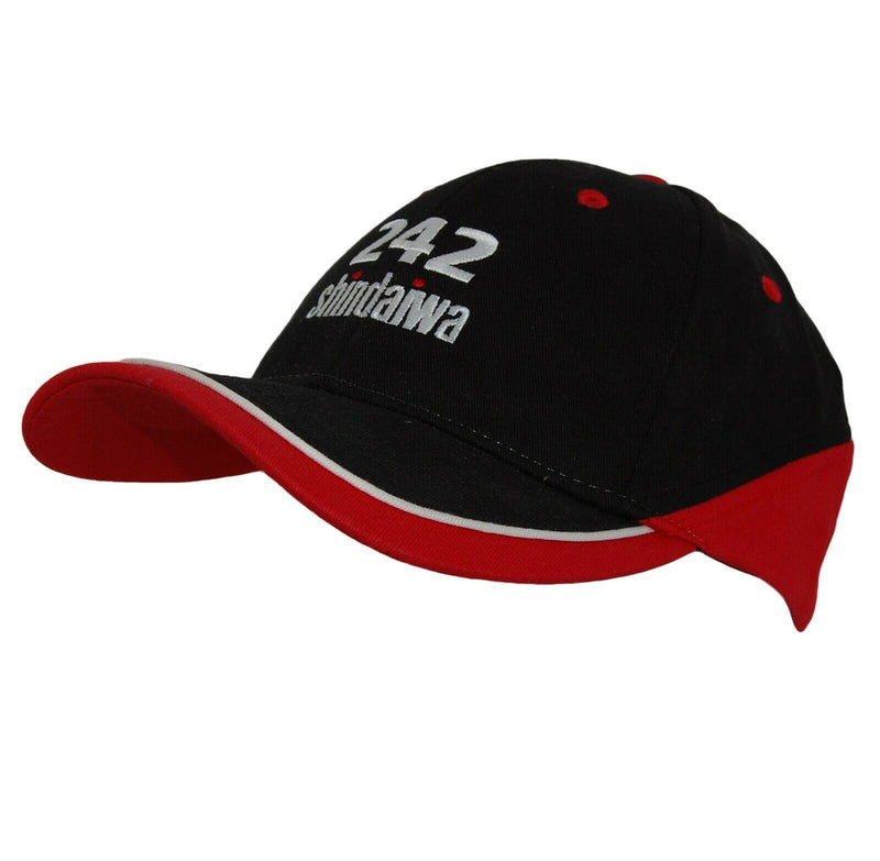 Load image into Gallery viewer, Shindaiwa 242 Farm Hat 5 Panel Ball Cap Black and Red Adjustable Vintage
