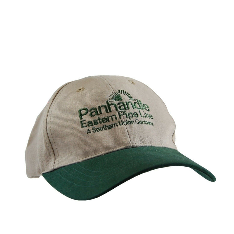 Load image into Gallery viewer, Panhandle Eastern Pipe Line Hat 5 Panel Ball Cap Tan with Green Brim Adjustable