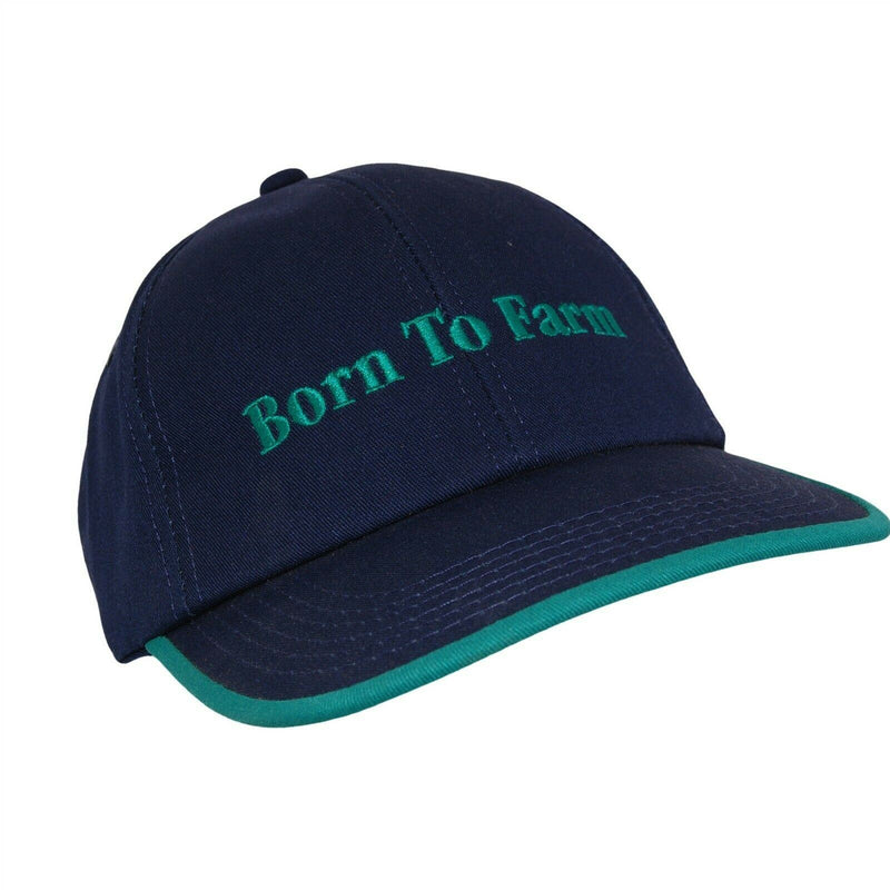 Load image into Gallery viewer, Born to Farm Hat 5 Panel Ball Cap Navy Blue and Green Adjustable Snapback