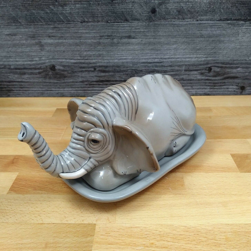 Load image into Gallery viewer, Elephant Butter Dish Ceramic by Blue Sky Lynda Corneille Kitchen Decorative