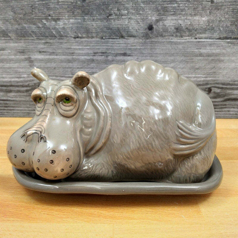 Load image into Gallery viewer, Hippo Butter Dish Ceramic by Blue Sky Lynda Corneille Kitchen Decorative