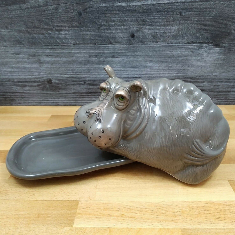 Load image into Gallery viewer, Hippo Butter Dish Ceramic by Blue Sky Lynda Corneille Kitchen Decorative