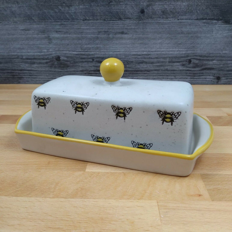 Load image into Gallery viewer, Honey Bee Butter Dish Ceramic by Blue Sky Kitchen Decorative