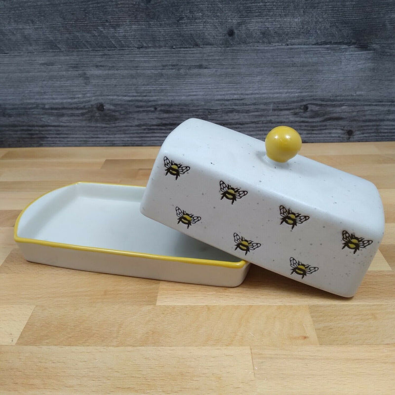 Load image into Gallery viewer, Honey Bee Butter Dish Ceramic by Blue Sky Kitchen Decorative