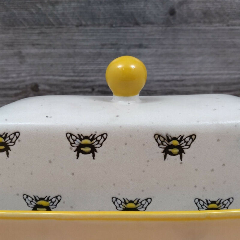 Load image into Gallery viewer, Honey Bee Butter Dish Ceramic by Blue Sky Kitchen Decorative