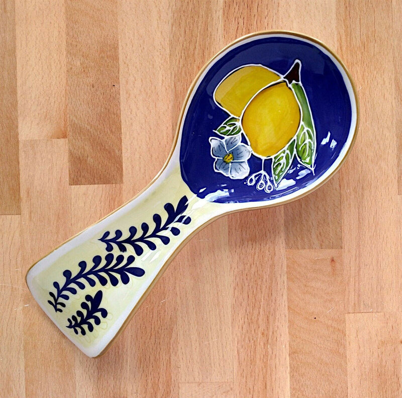 Load image into Gallery viewer, Lemon Spoon Rest Ceramic Blue Sky Heather Goldminc Kitchen Decor