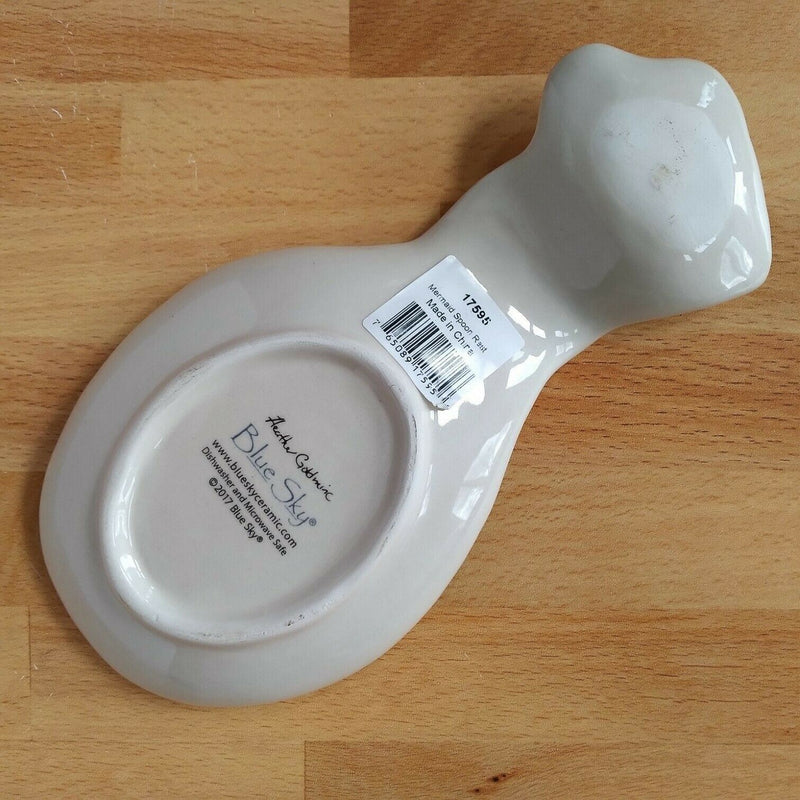 Load image into Gallery viewer, Mermaid Spoon Rest Ceramic Blue Sky Heather Goldminc Kitchen Decor