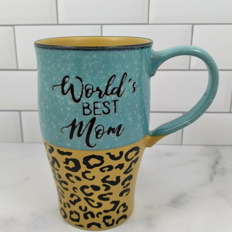 Load image into Gallery viewer, Leopard Worlds Best Mom Coffee Mug Ceramic Beverage Tea 20oz Cup by Blue Sky