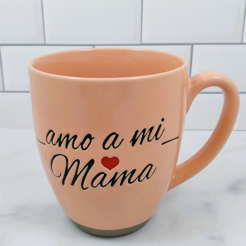 Load image into Gallery viewer, I Heart Mom Spanish Coffee Mug Ceramic Embossed Tea Cup 17oz 500ml by Blue Sky