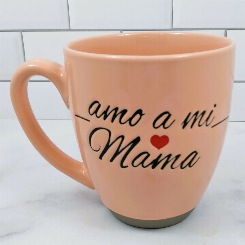 Load image into Gallery viewer, I Heart Mom Spanish Coffee Mug Ceramic Embossed Tea Cup 17oz 500ml by Blue Sky
