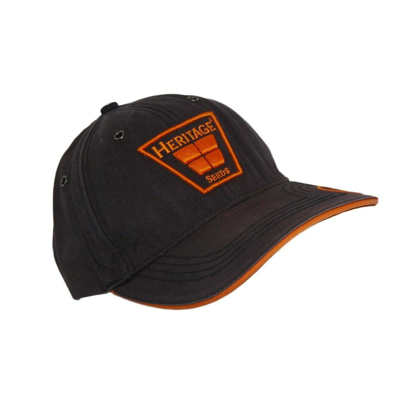 Load image into Gallery viewer, Heritage Seeds Hat Diener Soybeans 5 Panel Ball Cap Dark Gray Orange Logo