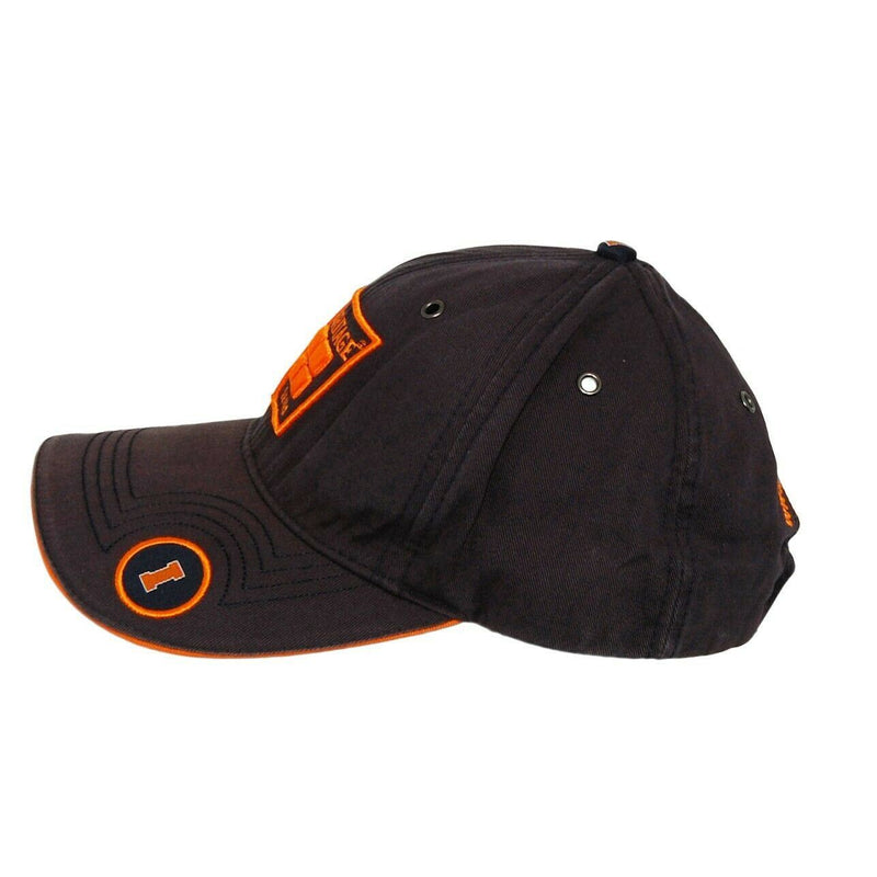 Load image into Gallery viewer, Heritage Seeds Hat Diener Soybeans 5 Panel Ball Cap Dark Gray Orange Logo