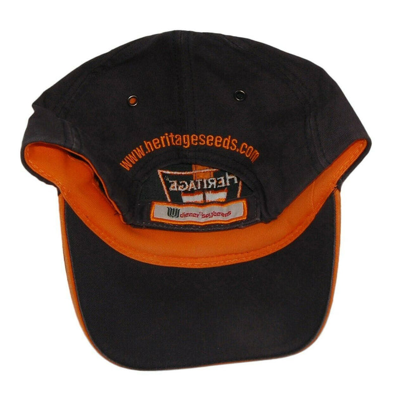 Load image into Gallery viewer, Heritage Seeds Hat Diener Soybeans 5 Panel Ball Cap Dark Gray Orange Logo