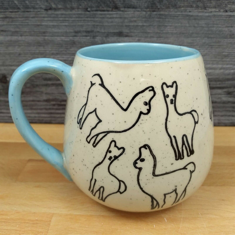 Load image into Gallery viewer, Llama Design Coffee Mug 20oz in Blue and White 591ml Stoneware Tea Cup