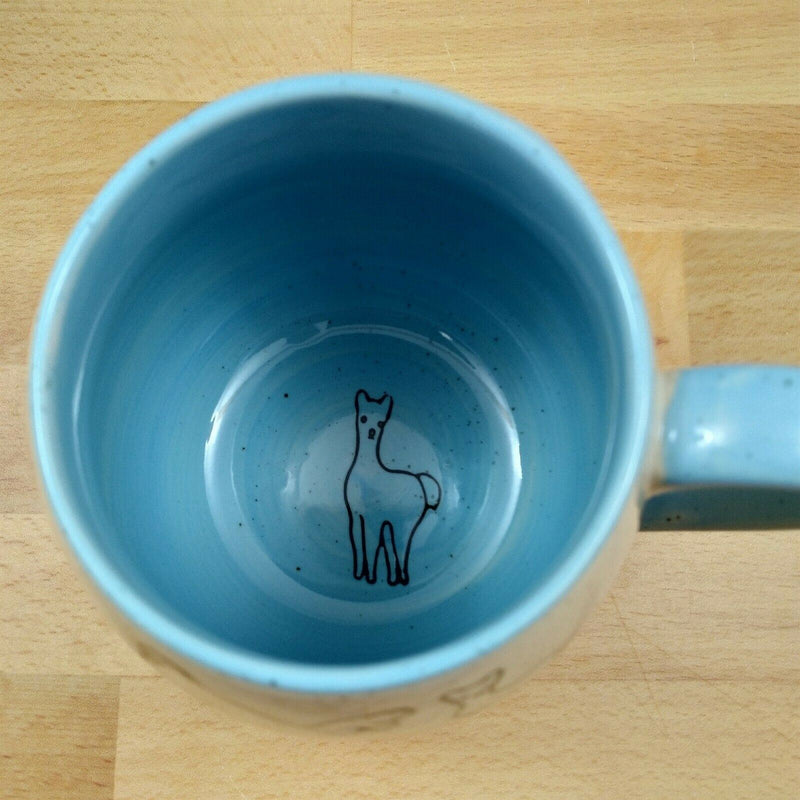 Load image into Gallery viewer, Llama Design Coffee Mug 20oz in Blue and White 591ml Stoneware Tea Cup