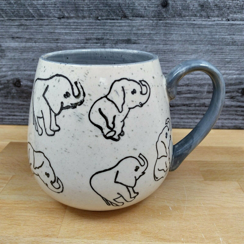 Load image into Gallery viewer, Elephant Design Coffee Mug 20oz in Yellow and White 591ml Stoneware Tea Cup