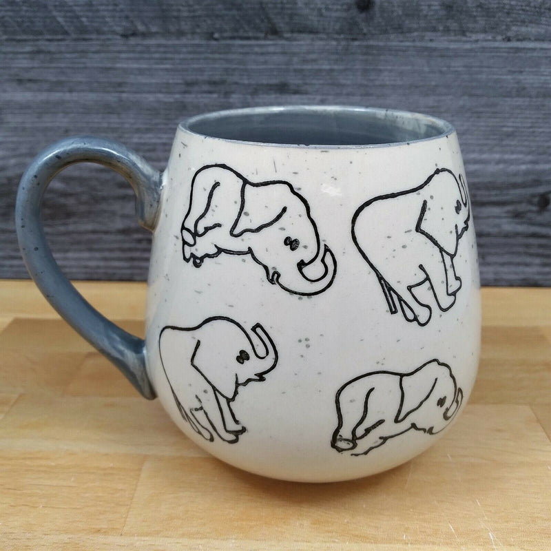 Load image into Gallery viewer, Elephant Design Coffee Mug 20oz in Yellow and White 591ml Stoneware Tea Cup