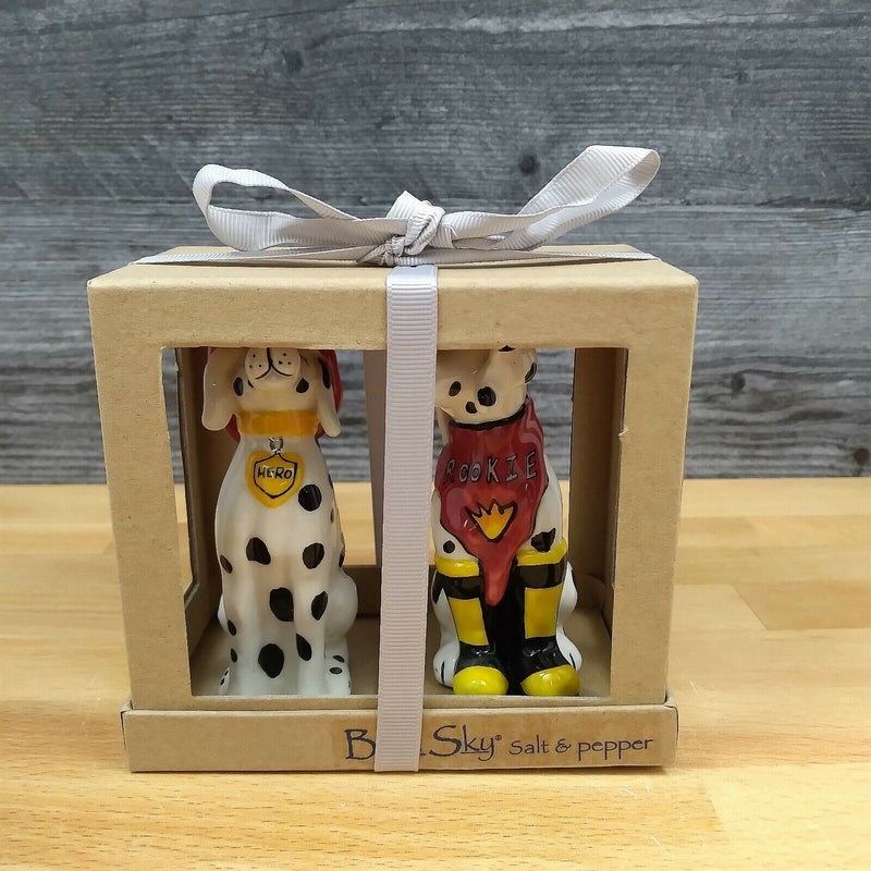 Load image into Gallery viewer, Fireman Dalmatian Dog Salt Pepper Set Collectible by Blue Sky Clayworks