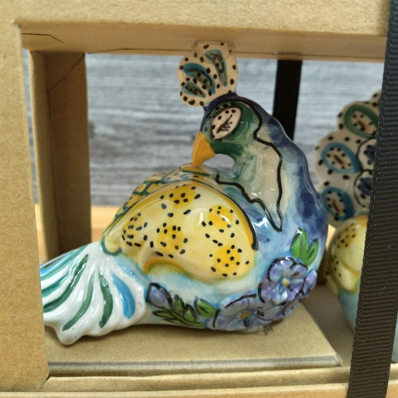 Load image into Gallery viewer, Blue Peacock Salt Pepper Set Collectible by Blue Sky Clayworks