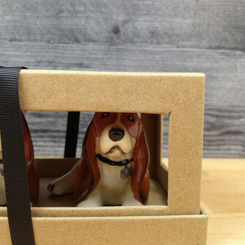 Load image into Gallery viewer, Basset Hound Dog Salt Pepper Set Collectible Whimsical Ceramic by Blue Sky