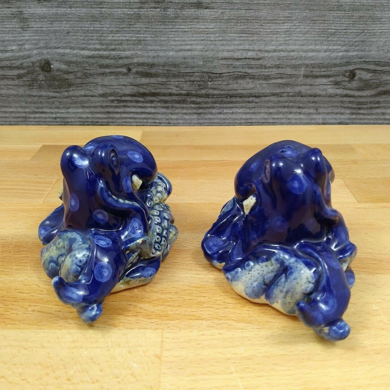 Load image into Gallery viewer, Blue Octopus Salt Pepper Set Nautical Sea Life Collectible by Blue Sky Clayworks