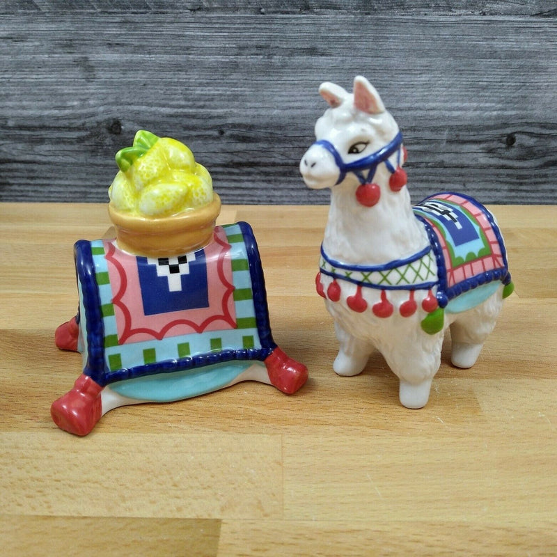 Load image into Gallery viewer, Lemon Llama Salt Pepper Set Collectible by Blue Sky Clayworks