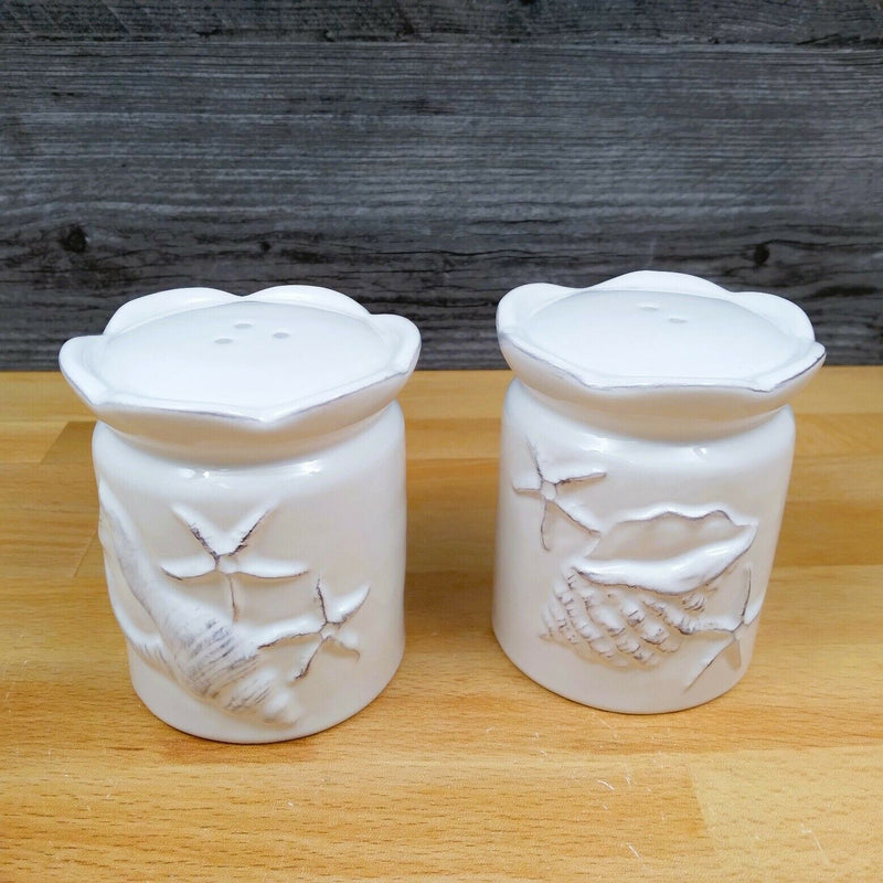 Load image into Gallery viewer, Laguna Nautical Salt Pepper Set White Shells Nautical Sea Décor by Blue Sky