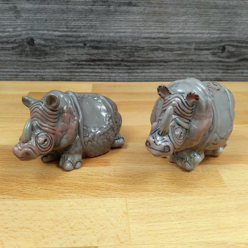 Load image into Gallery viewer, Rhino Salt and Pepper Set Collectible by Blue Sky Clayworks
