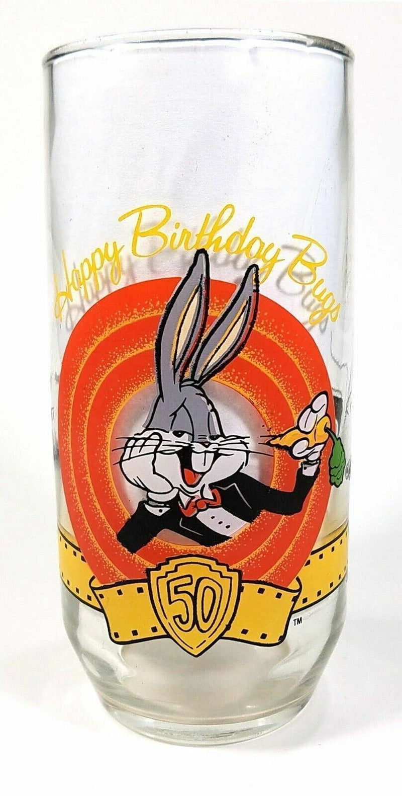 Load image into Gallery viewer, Bugs Bunny Glass 50th Anniversary Happy Birthday Drinking Clear Tumbler 16oz