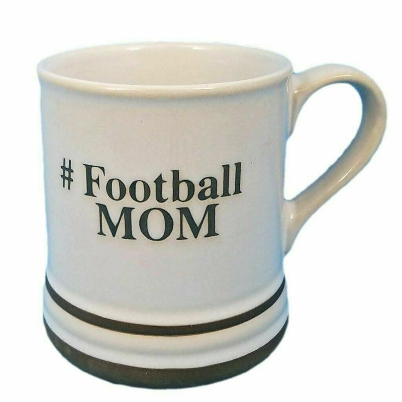 Load image into Gallery viewer, Football Mom Coffee Mug or Tea Cup by Blue Sky Ceramic White 17oz Hashtag