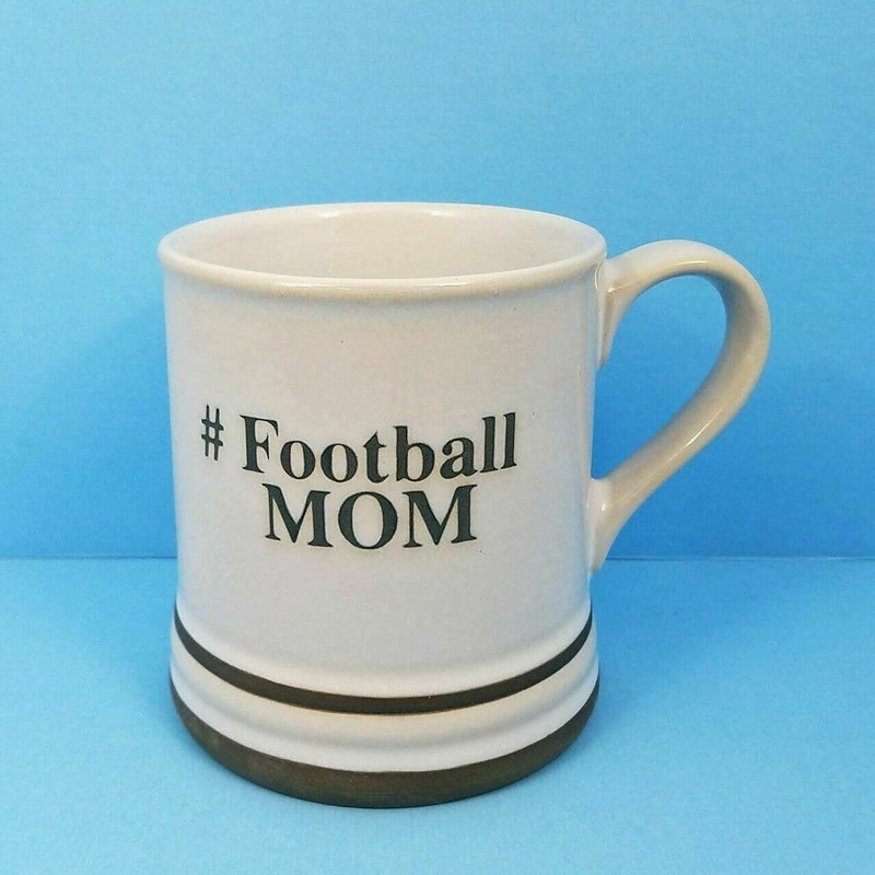 Load image into Gallery viewer, Football Mom Coffee Mug or Tea Cup by Blue Sky Ceramic White 17oz Hashtag