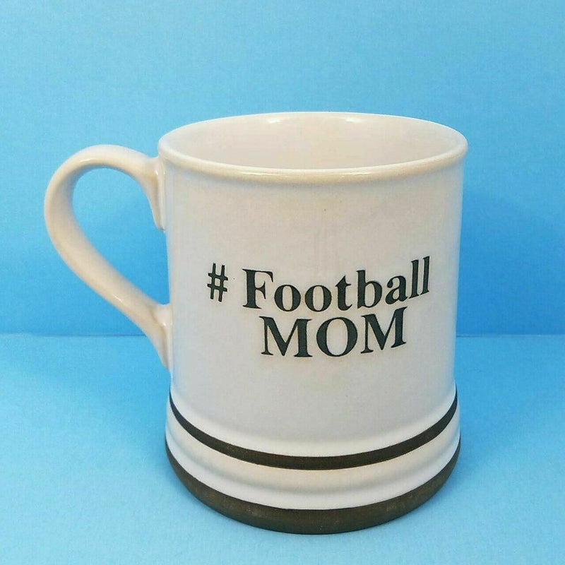 Load image into Gallery viewer, Football Mom Coffee Mug or Tea Cup by Blue Sky Ceramic White 17oz Hashtag