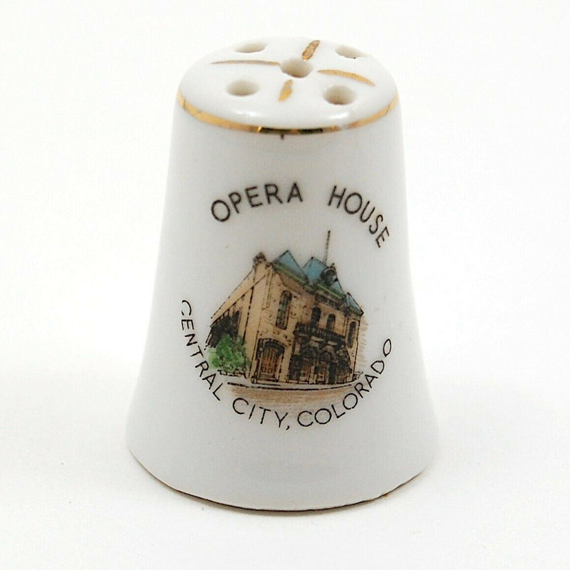 Load image into Gallery viewer, Vintage Salt Pepper Shakers White Opera House Central City Colorado Japan Made