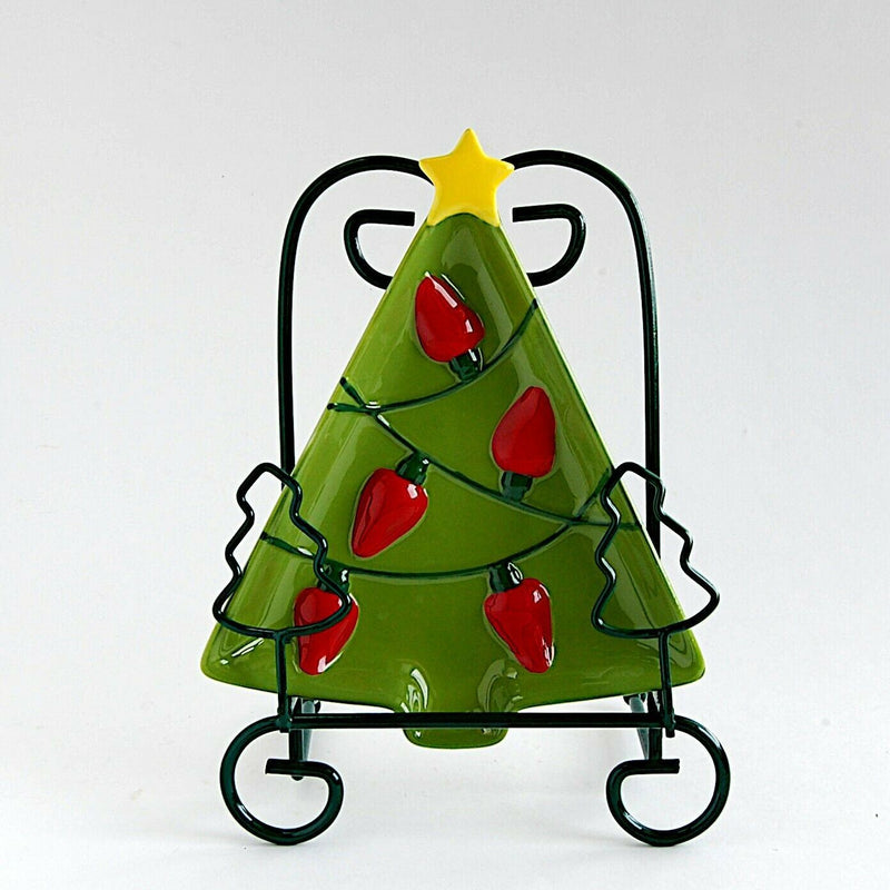 Load image into Gallery viewer, Hallmark Christmas Tree Shaped Candy Dish Ceramic Holiday Vintage Table Accent