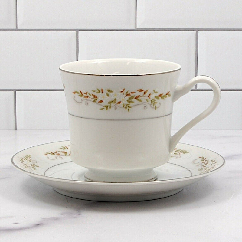 Load image into Gallery viewer, Springtime 4 Saucer & Cup Set for Tea or Coffee Mug Ceramic International Silver
