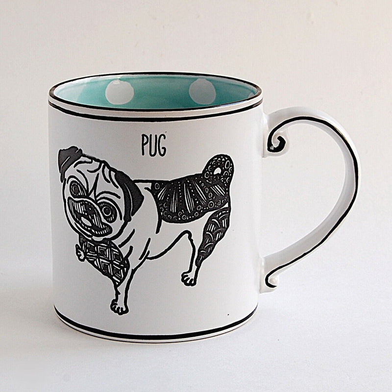 Load image into Gallery viewer, Pug Dog Ceramic Coffee Mug Animal Tea Cup 21oz by Blue Sky Ceramic White
