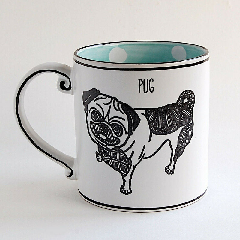 Load image into Gallery viewer, Pug Dog Ceramic Coffee Mug Animal Tea Cup 21oz by Blue Sky Ceramic White