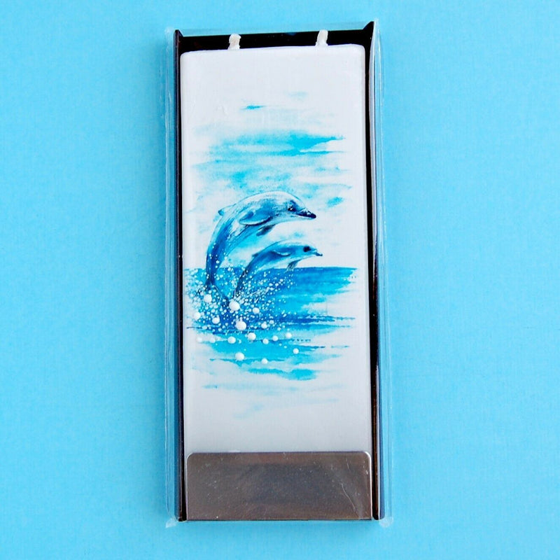 Load image into Gallery viewer, Two Dolphins Flatyz Handmade Twin Wick Unscented Thin Flat Candle Dripless