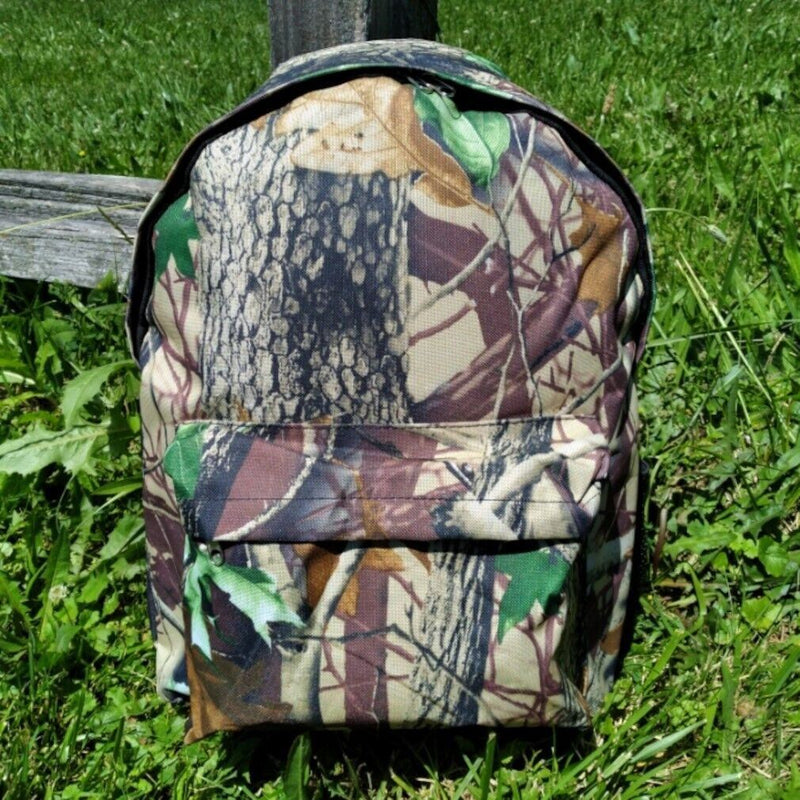 Load image into Gallery viewer, Multipurpose Backpack Natural Camo with Black Trim and Padded Straps 16" (41cm)