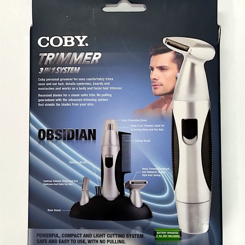Load image into Gallery viewer, Coby Obsidian 3 in 1 Trimmer Brow Nose and Beard Trimmer Cordless