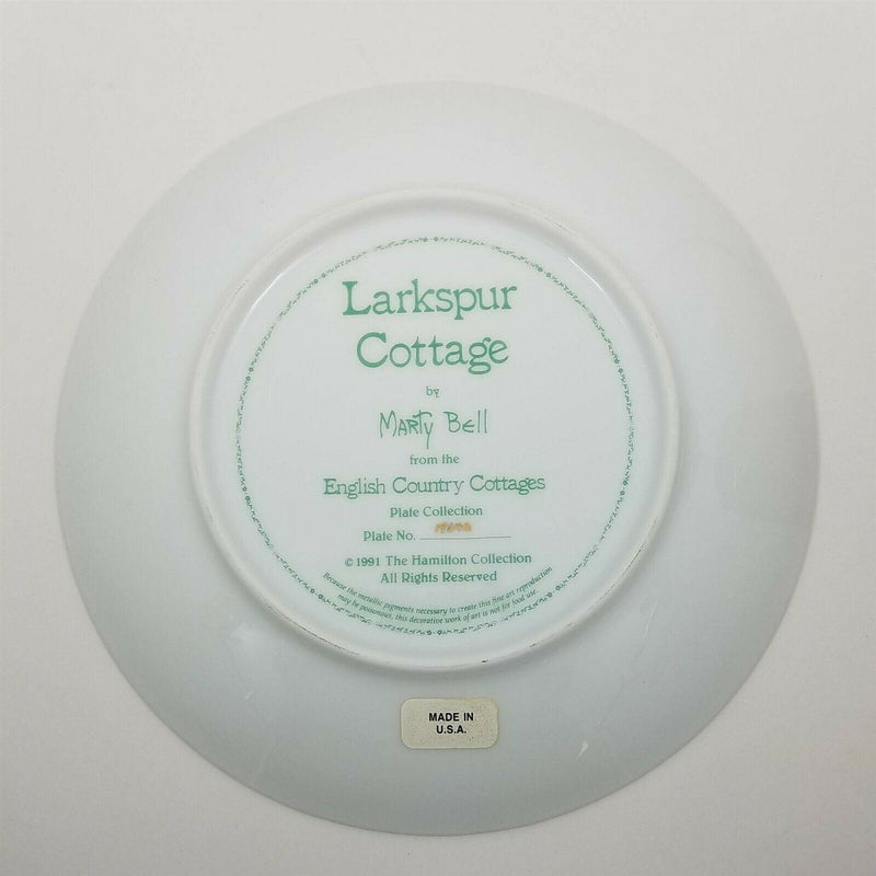 Load image into Gallery viewer, Marty Bell Collector Plate Larkspur Cottage 1991 Hamilton Collection