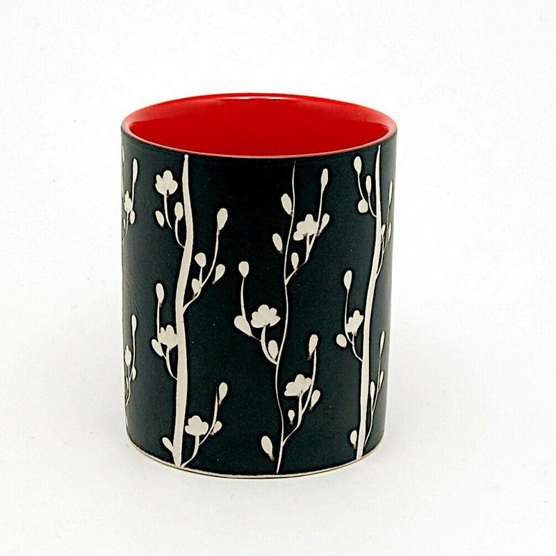 Load image into Gallery viewer, Floral Flower Plants Coffee Mug Cup in Black and Red Holds 11 ounce (266ml)