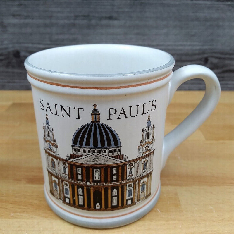 Load image into Gallery viewer, 3 Denby Historical Architecture Mugs Horse Guards Hampton Court St Paul's Cups
