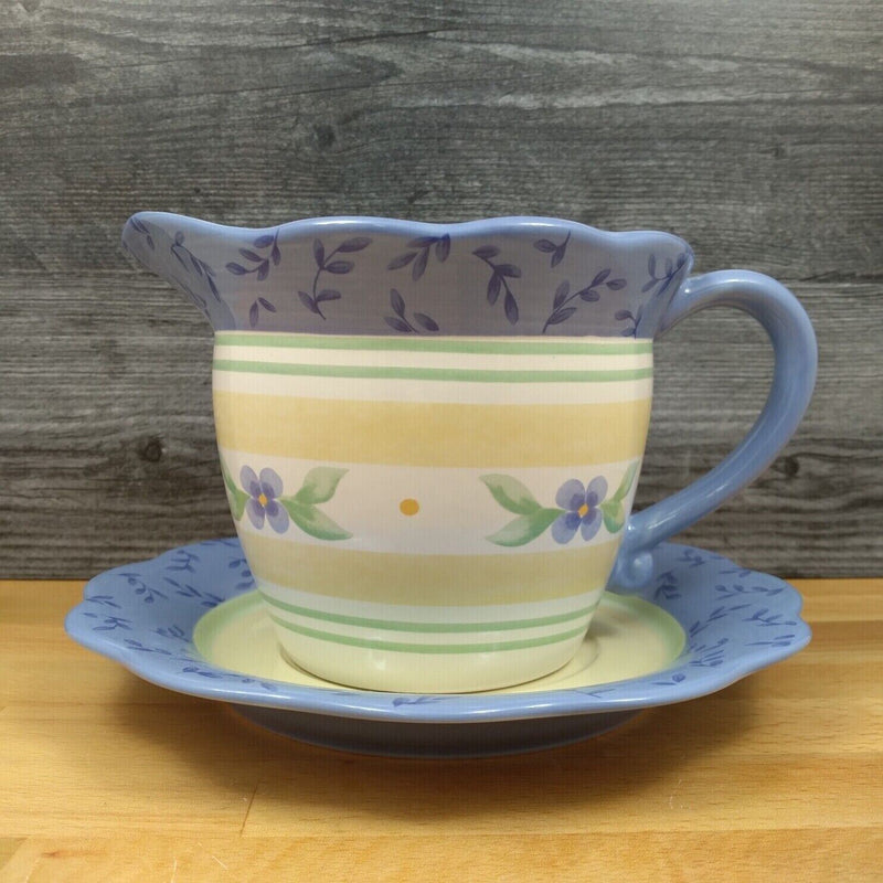 Load image into Gallery viewer, Pfaltzgraff Summer Breeze Pitcher and Plate for Cream Gravy Milk Syrup Carafe