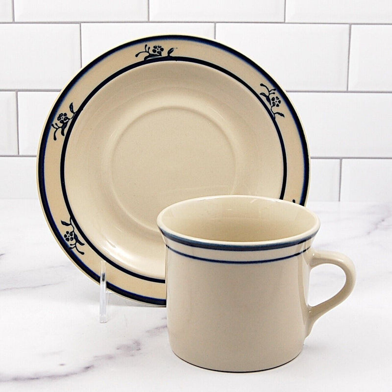Load image into Gallery viewer, Brickoven Scandia Blue Stoneware Set of 4 Tea Cup & Saucer Coffee Mugs