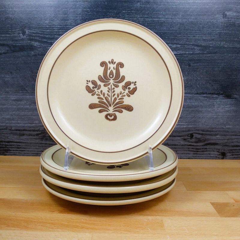 Load image into Gallery viewer, Pfaltzgraff Village 4 Salad Plates 6 3/4'' Tan Brown Stoneware Castle Mark