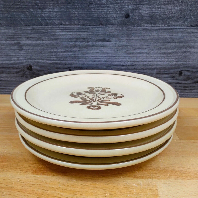 Load image into Gallery viewer, Pfaltzgraff Village 4 Salad Plates 6 3/4'' Tan Brown Stoneware Castle Mark